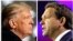 FILE PHOTO: Former U.S. President Donald Trump and Florida Governor Ron DeSantis speak at midterm election rallies
