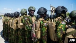 Kenyan police officers arrive at Toussaint Louverture International Airport in Port-au-Prince, Haiti, on Feb. 6, 2025.