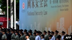 香港在强推国安法后第一天举行升旗仪式（法新社2020年7月1日）