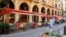 People walk past empty restaurants in downtown Beirut, Nov. 20, 2012.