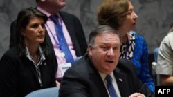 Premye plan: Sekretè Deta Mike Pompeo ki t ap pale nan Konsèy Sekirite Nasyonzini an, jedi 27 septanm 2018.