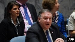 Ngoại trưởng Mike Pompeo chủ trì phiên họp của Hội đồng Bảo an Liên hiệp quốc về Triêu Tiên ngày 27/9/2018.