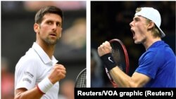 Novak Đoković i Denis Šapovalov, finalisti Mastersa u Parizu (Foto: Reuters/VOA graphic)