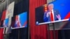 Fotografía de la sala de prensa en la sede de TelevisaUnivision en la ciudad de Doral, Florida, donde se celebró una sesión de preguntas y respuestas con el candidato republicano Donald Trump, este 16 de octubre de 2024. (Foto: Antoni Belchi / VOA)