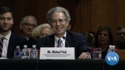 FILE - Then-USAGM CEO nominee Michael Pack is seen at his confirmation hearing, Sept. 19, 2019.