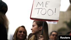 FILE - People participate in a protest march for survivors of sexual assault and their supporters in the Hollywood section of Los Angeles, California, Nov. 12, 2017. Women aged 18-24 are more likely to experience sexual violence than any other female demographic in the U.S., data show.