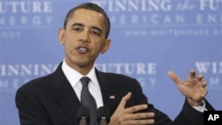 President Barack Obama gestures while speaking about his plan for America's energy security at Georgetown University in Washington, March 30, 2011