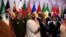 Saudi Crown Prince Mohammed bin Salman (C) poses for a photograph with chiefs of staff of a Saudi-led Islamic military counter terrorism coalition during their meeting in Riyadh, Nov. 26, 2017. 