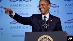 El presidente Barack Obama habla durante la conferencia legislativa de un sindicato de la construcción, en Washington.