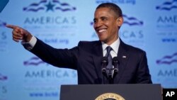 El presidente Barack Obama habla durante la conferencia legislativa de un sindicato de la construcción, en Washington.