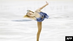 FILE - Maria Sotskova of Russia competes in the ladies' free skating event on October 8, 2017 at the ISU figure skating Finlandia Trophy competition at the Metro Areena in Espoo, which is adjacent to the Finnish capital Helsinki.