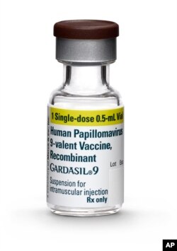 FILE - Merck’s 9-Valent HPV Vaccine, GARDASIL®9, Recommended by CDC’s Advisory Committee on Immunization Practices for females Aged 9-26 and males Aged 9-21.