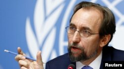 Zeid Ra'ad Al Hussein, U.N. High Commissioner for Human Rights attends a news conference on Venezuela at the United Nations Office in Geneva, Switzerland, Aug. 30, 2017.