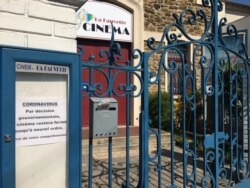 French cinemas across the country are shut because of coronavirus. (Lisa Bryant/VOA)