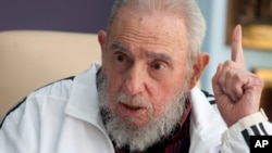 ອະດີດຜູ້ນຳຄິວບາ ທ່ານ Fidel Castro ໃນນະຄອນຫລວງ ຮາວານາ ປະເທດຄິວບາ. 