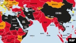 Sınır Tanımayan Gazeteciler Örgütü'nün bu yılki basın özgürlüğü haritasında Türkiye basın özgürlüğü alanında sorun yaşanan kırmızı ülkeler kategorisinde