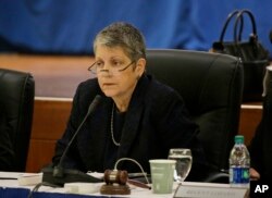 University of California President Janet Napolitano listens during a meeting of the Board of Regents, May 18, 2017, in San Francisco.