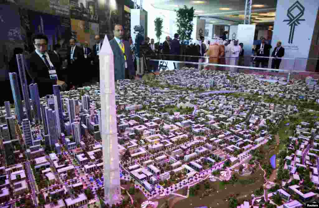 A model of a planned new capital for Egypt is displayed for investors at the opening of the Egypt Economic Development Conference (EEDC) in Sharm el-Sheikh, in the South Sinai governorate, about 550 km (342 miles) south of Cairo. Egypt expects to sign several memoranda of understanding at the conference, including one for the construction of a new administrative capital with a price-tag of about $40 billion.