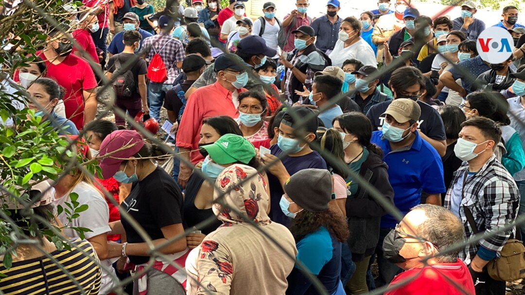 Nicaragüenses en Honduras buscan inocularse contra el COVID-19. Foto VOA.