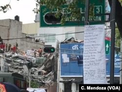 Work continues at the site of a collapsed building in Mexico City, Mexico, Sept. 22, 2017. Mexican officials are promising to keep up the search for survivors as rescue operations stretch into a fourth day after Tuesday's major earthquake.