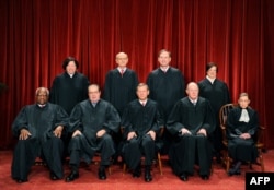 FILE - The Justices of the US Supreme Court sit for their official photograph on October 8, 2010 at the Supreme Court in Washington, DC, October 8, 2010.