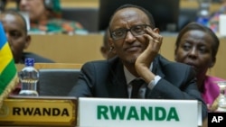 FILE - Two former Rwanda military officers have been convicted of plotting against the government of President Paul Kagame, shown at the African Summit in Addis Ababa, Ethiopia, Jan. 30, 2016.