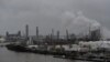 The Valero Houston Refinery is threatened by the swelling waters of the Buffalo Bayou after Hurricane Harvey inundated the Texas Gulf coast with rain, in Houston, Aug. 27, 2017. 