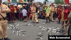 Ngư dân Việt Nam biểu tình vì cá chết hàng loạt ở miền trung.