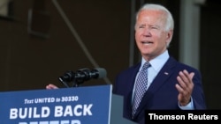 El exvicepresidente y actual candidato demócrata a la presidencia, Joe Biden, durante un mitin de campaña en Dunmore, Pennsylvania. 