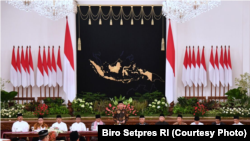 Presiden Joko Widodo dalam acara buka puasa bersama menteri dan pimpinan lembaga di Istana Negara Jakarta Jumat 18 Mei 2018 (Courtesy: Biro Setpres RI)