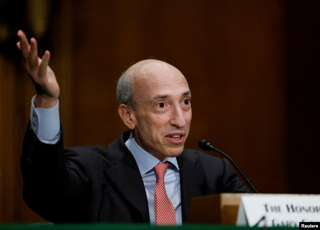 FILE - U.S. Securities and Exchange Commission (SEC) Chairman Gary Gensler, testifies before the Senate Banking, Housing and Urban Affairs Committee during an oversight hearing on Capitol Hill in Washington, U.S., September 15, 2022. (REUTERS/Evelyn Hockstein/File Photo)