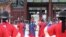 Imperial guards wearing face masks are seen outside the Gyeongbok Palace in Seoul, South Korea.