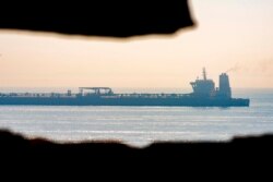 FILE - A view of the then-named Grace 1 supertanker stands off the coast of the British territory of Gibraltar, Aug. 16, 2019.