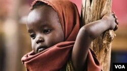 Mtoto mkimbizi wa kisomali akisubiri kufanyiwa uchunguzi wa afya kwenye kambi ya wakimbizi ya Daadab nchini Kenya.