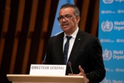 FILE - Tedros Adhanom Ghebreyesus, director-general of the World Health Organization, speaks in Geneva, Switzerland, Jan. 18, 2021.