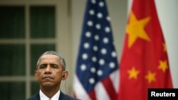 U.S. President Barack Obama faces a joint news conference with Chinese President Xi