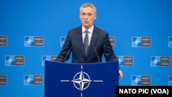 Sekretaris Jenderal NATO, Jens Stoltenberg berbicara di Brussels, Belgia. 