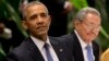 FILE - President Barack Obama, left, listens to a live band along with Cuba's President Raul Castro during a state dinner at the Palace of the Revolution in Havana, Cuba, March 21, 2016. 