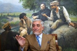 Abdullah Abdullah, a key candidate in Afghanistan's upcoming presidential election, speaks during an interview at his home, in Kabul, Afghanistan, Sept. 26, 2019.