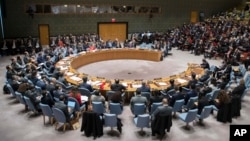 FILE - A high-level Security Council meeting is conducted on the situation in North Korea, at U.N. headquarters, Dec. 15, 2017.