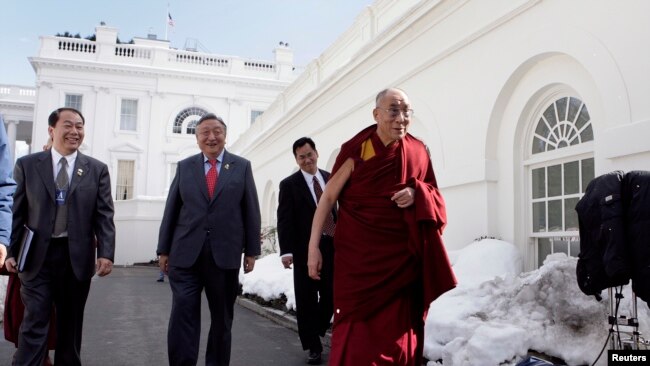 西藏精神领袖达赖喇嘛（Dalai Lama）2010 年2月18日访问白宫并会见时任美国总统奥巴马（路透社）