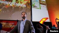 Santiago Abascal, chef du parti d'extrême droite espagnol VOX, qui espère créer la surprise dimanche.