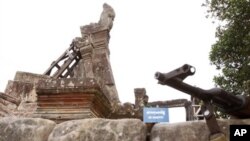 Cambodia says the 11th-Century temple was damaged by Thai artillery in border clashes in February and has asked Unesco to assess the damage.