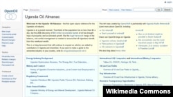 A screenshot of a Ugandan oil industry "wiki," the first open source reference for the country's oil industry, Wednesday, Dec. 18, 2012.