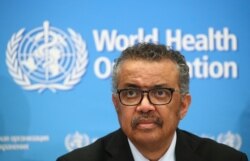 Director-General of the WHO, Tedros Adhanom Ghebreyesus, attends a news conference on the coronavirus in Geneva, Switzerland, Feb. 24, 2020.