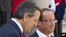 Yunanistan Başbakanı Antonis Samaras Fransa Cumhurbaşkanı Francois Hollande ile..