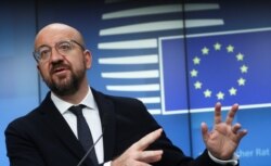 European Council President Charles Michel speaks during a news conference in Brussels, Belgium, Dec. 13, 2019.
