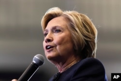 Democratic presidential candidate Hillary Clinton speaks during a rally at Cohoes High School in Cohoes, New York, April 4, 2016.