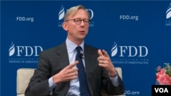 FILE - ​U.S. Special Representative for Iran Brian Hook speaks at a Foundation for Defense of Democracies forum in Washington, Dec. 10, 2019. (VOA Persian) ​