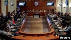 The Permanent Council of the Organization of American States (OAS) holds a special meeting at OAS headquarters in Washington, D.C., U.S., August 5, 2026. The OAS voted to address issues with the country at forthcoming foreign ministers meeting. 